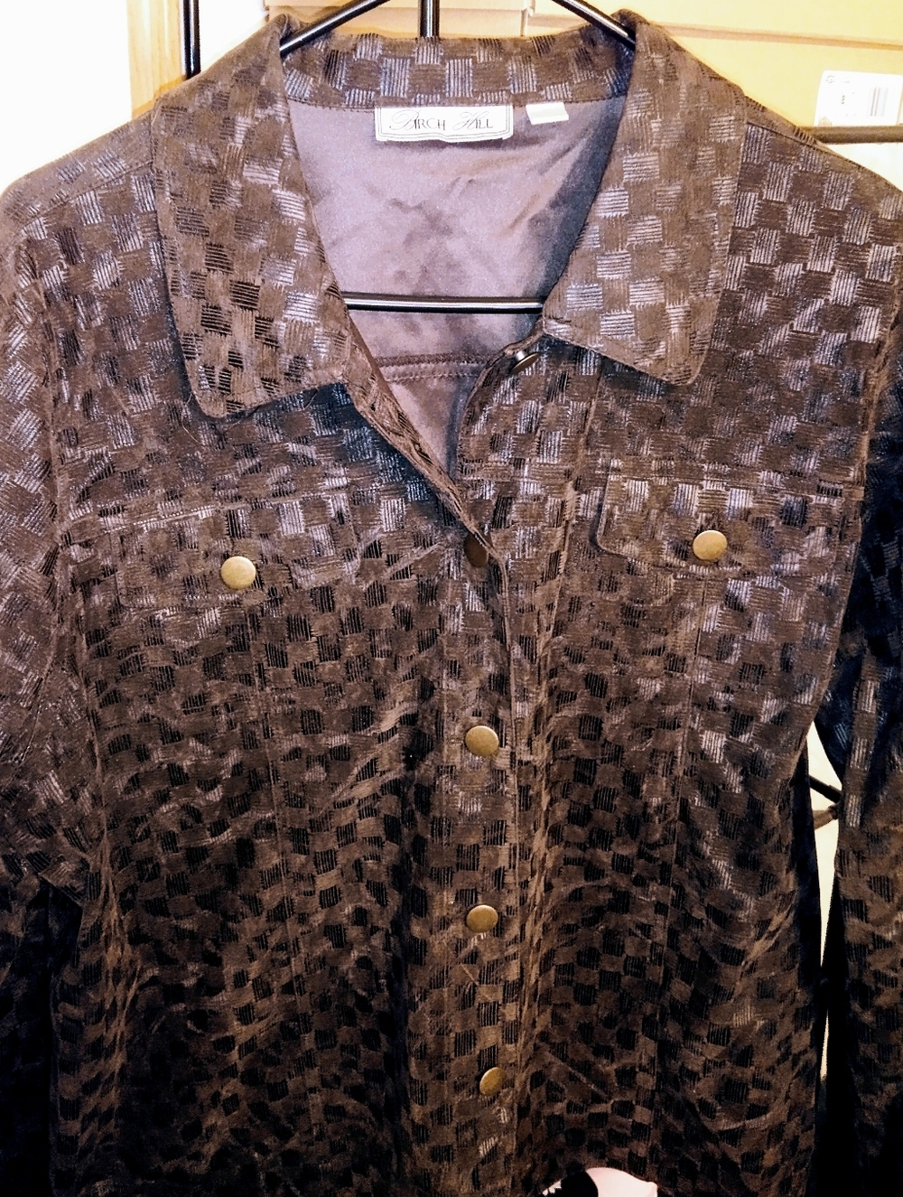 SALE💥NWOT Birch Hill Brown  Shacket with Black And Brown Square Design